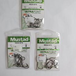 Lot 3 paquets Hame&ccedil;ons non mont&eacute;s M&eacute;ga Bite N&deg;4 MUSTAD