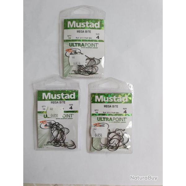 Lot 3 paquets Hame�ons non mont�s M�ga Bite N�4 MUSTAD