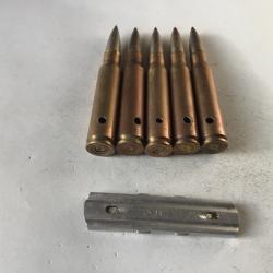 VENDU PAR LE-CUIRASSIER N&deg; 19 CLIP DE 5  BALLES  DE CALIBRE 7,5 MM  NEUTRALISEES
