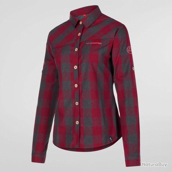 T-shirt Andes LS pour femme M, Bleu orage/tomate cerise