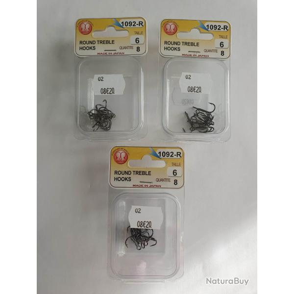 Lot 3 paquets de 8 hame�on triples non mont�s N�6