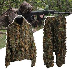 Tenue de Camouflage Compl&egrave;te avec Capuche - Approche / Aff&ucirc;t Chasse - Airsoft LIVRAISON OFFERTE