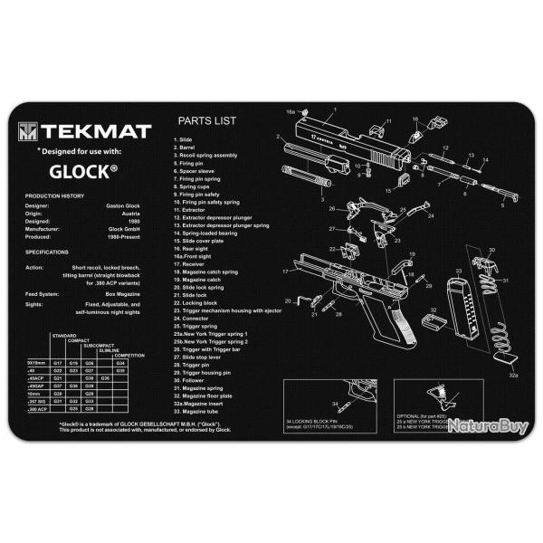 Tapis de d�montage Tekmat pour pistolet Glock 17