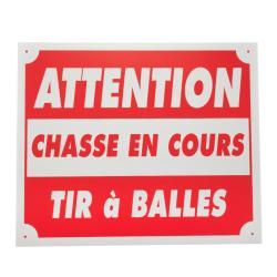 Panneaux attention chasse en cours tir &agrave; balles 25 x 30cm alu