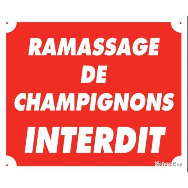 Panneau ramassage de champignons interdit - 25X30 cm