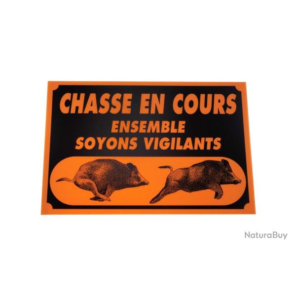Attention chasse en cours tir � balle dim 40 x 60 cm