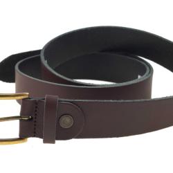 Ceinture en cuir Januel avec &eacute;cusson sanglier - Marron