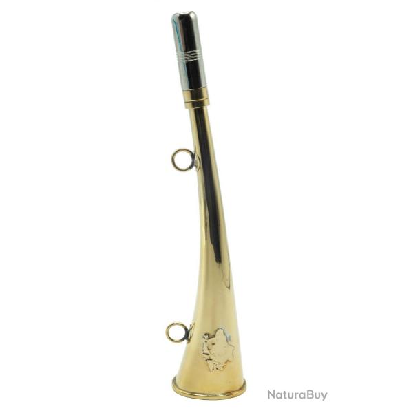 Corne d'appel en laiton Januel avec d�cor sanglier - 25 cm