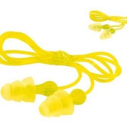 Bouchons d'oreilless r&eacute;utiliSables 3M� e-a-r� triflange avec cordelette vinyle