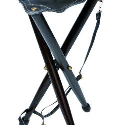 Tr&eacute;pied Januel en bois avec dessus en cuir