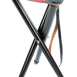 Tr&eacute;pied Januel en bois avec assise en cuir avec bande fluo - 65 cm