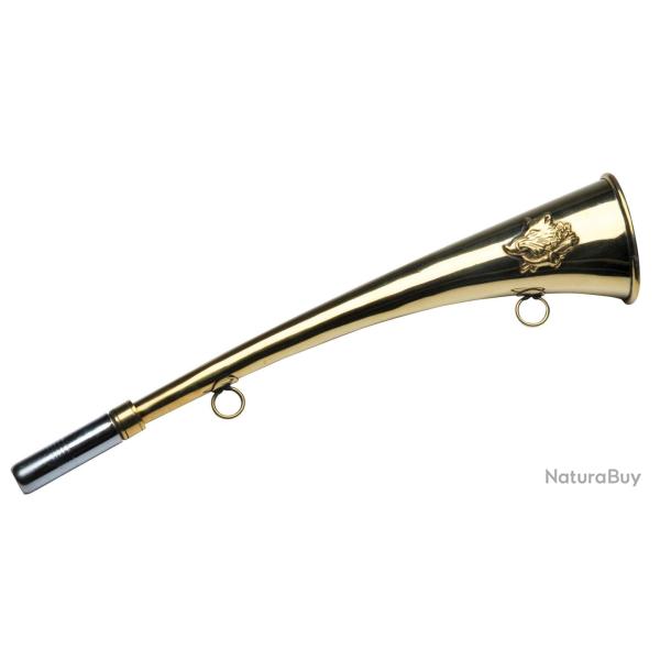 Corne d'appel laiton de 30 cm d�cor sanglier.