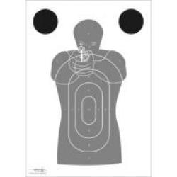 Cible silhouette tireur &agrave; 2 mains - carton x100