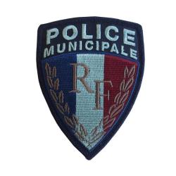 Ecusson brode sur velcro - Police Municipale RF - basse visibilit&eacute;