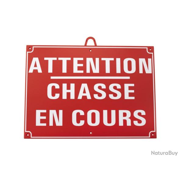 ATTENTION CHASSE EN COURS DIM 28 X 20 CM, ROUGE