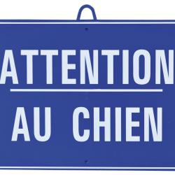 ATTENTION AU CHIEN DIM 28 X 20 CM, BLEU