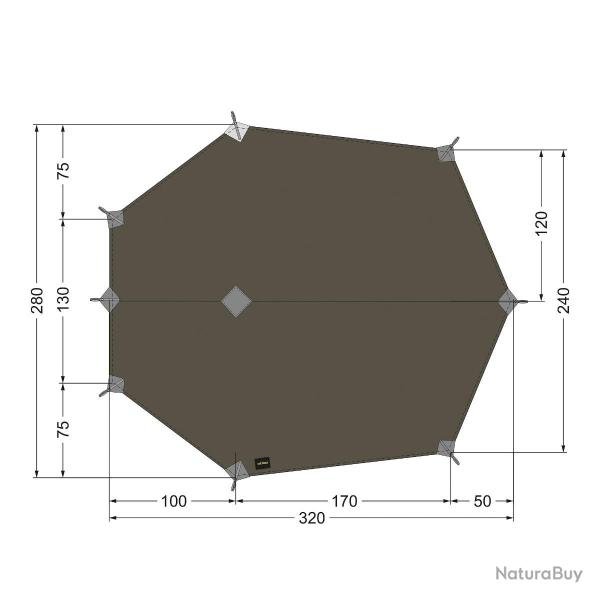 TARP WING 3LT - Toile Tatonka en polyamide/silicone - 320 x 280 cm - Vert SGO