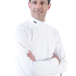 Sous-pull coton/&eacute;lasthane blanc broderie PM M
