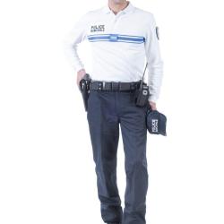 Polo blanc Police Municipale 50 50 manches longues