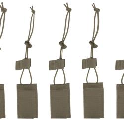 TT BEL SET - Set de 5 fermetures &eacute;lastiques pour porte chargeurs Olive