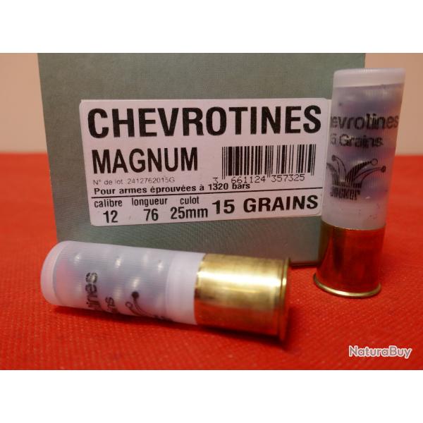10 cartouches cal 12/76 Chevrotines Magnum 15gn de Jocker