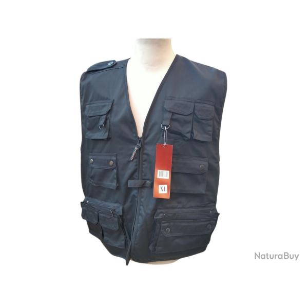 Gilet de reporter noir Midest taille XL uniquement