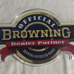 Plaque plexiglas OFFICIAL BROWNING Dealer Partner 45?cm ? d&eacute;co armurerie / stand de tir
