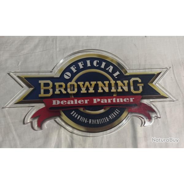 Plaque plexiglas OFFICIAL BROWNING Dealer Partner 45?cm ? d�co armurerie / stand de tir