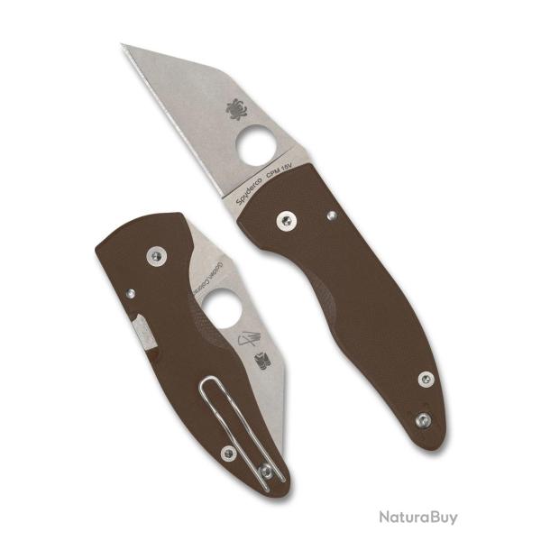 Spyderco MicroJimbo CPM 15V Sprint Run - C264GPBN15V - Brown G10 - Compression Lock