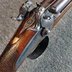 Superbee fusil &agrave; poudre noire sign&eacute; Letourneau &agrave; St Quentin vers 1840 canon damas en excellent &eacute;tat