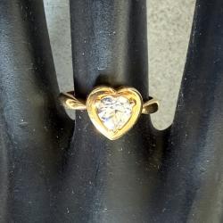 Bague en or massif 18 carats - pierre en forme de coeur - taille 55