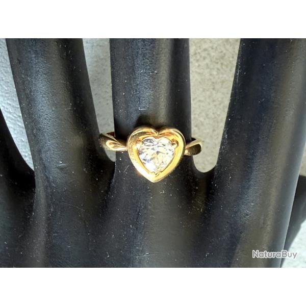 Bague en or massif 18 carats - pierre en forme de coeur - taille 55
