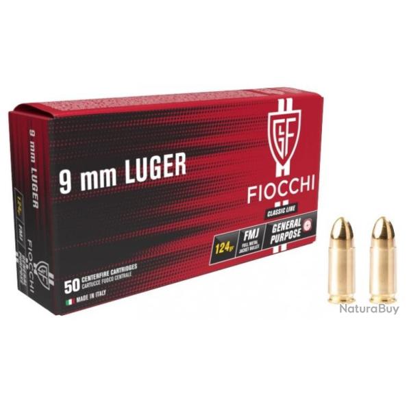 Vente Flash ! 1 000 Munitions Fiocchi 9x19 124Grs FMJ