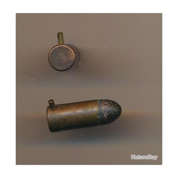 (10859) UNE RARE CAL 7 mm  LEFAUCHEUX A BROCHE  A Balle  marqu�e 7 �tui cuivre par SFM