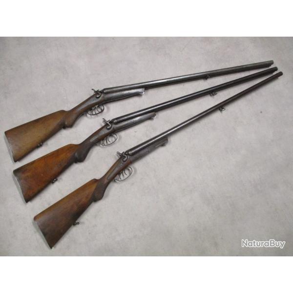Lot de 3 Fusils HUSQVARNA mod�le 1877, Cal 16 � chiens, � 1 euro sans prix de r�serve!!!