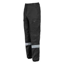 PANTALON SECURITE BANDE RETRO REFLECHISSANTES NOIR