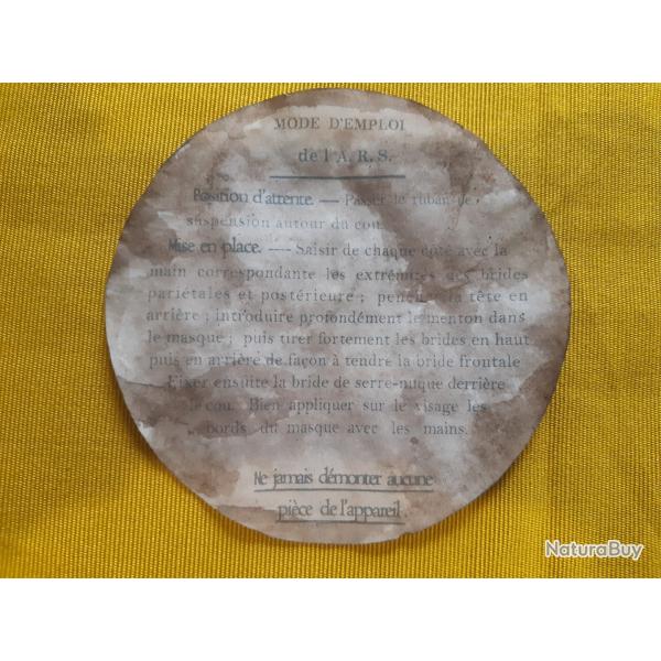 WW1 Etiquette papier mode d'emploi ARS17 FRANCAIS POILU 1917