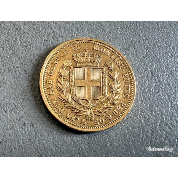 Pi�ce 50 Lire 1833 or, Monnaie, Italie, Charles Albert - Pi�mont Sardaigne