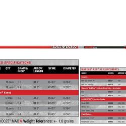 Lot de 12 tubes Carbon Express Maxima Red SD en carbone 250