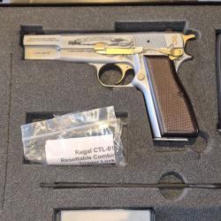 Pistolet FN GP 35 Browning s&eacute;rie limit&eacute; anniversaire gravures et placage calibre 9x19MM