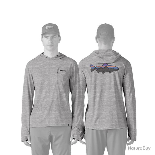 Tee shirt PATAGONIA M's Cap Cool Sun Hoody Fitz Roy Trout Salt Grey XXL