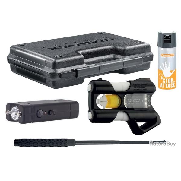 Pack d�fense ! A�rosol + matraque + mallette + Shocker + Guardian angel
