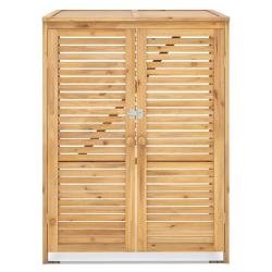Abri &agrave; poubelle 86 x 70 x 114 cm avec couvercle ouvrable et ventilation design en bois de sapin nat
