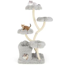 Arbre &agrave; chat 165 cm multi-niveaux avec condo 2-en-1 confort et poteaux de grattage en sisal gris 20