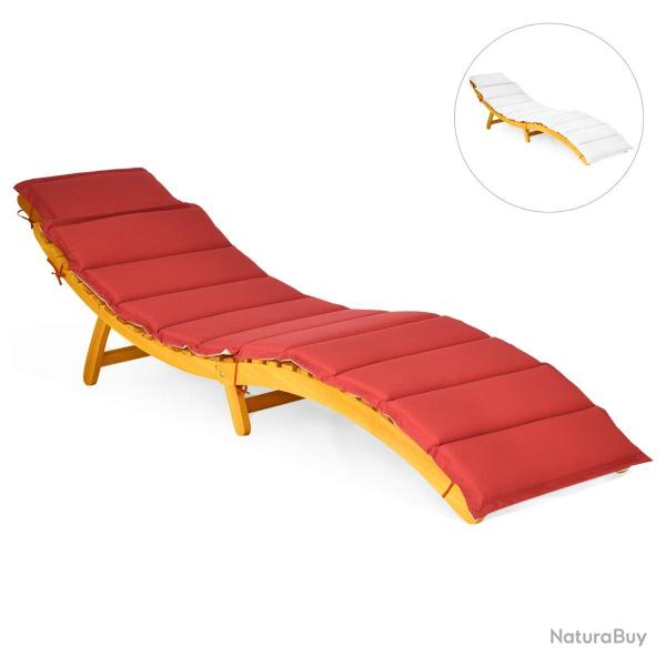 Chaise longue pliable pour terrasse 190 x 55 x 52 cm avec coussins ergonomiques style contemporain