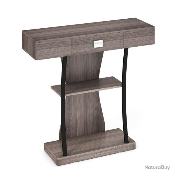 Table console 91 x 30 x 88 cm rangement pratique et design �l�gant en m�tal gris 20_0013822