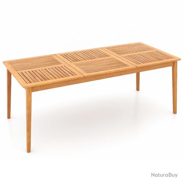 Table de jardin rectangulaire pour 8 personnes 200 x 90 x 75,5 cm avec trou pour parasol finition n