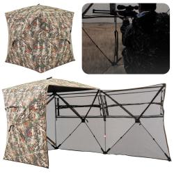 Abri de chasse portable 148 x 148 x 170 cm vue &agrave; 360&deg; facile &agrave; installer style camouflage en tissu
