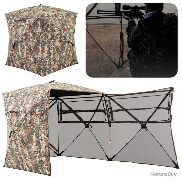 Abri de chasse portable 148 x 148 x 170 cm vue � 360� facile � installer style camouflage en tissu