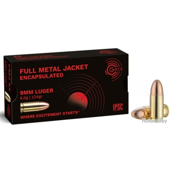 Vente Flash ! 1 000 Munitions Geco 9x19 124Grs FMJ